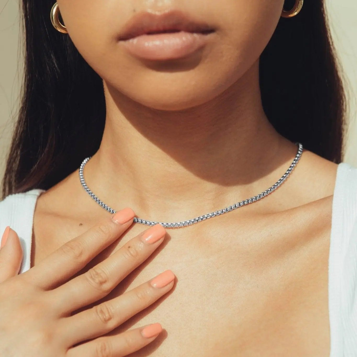 3mm mini rolo Chain - White Gold