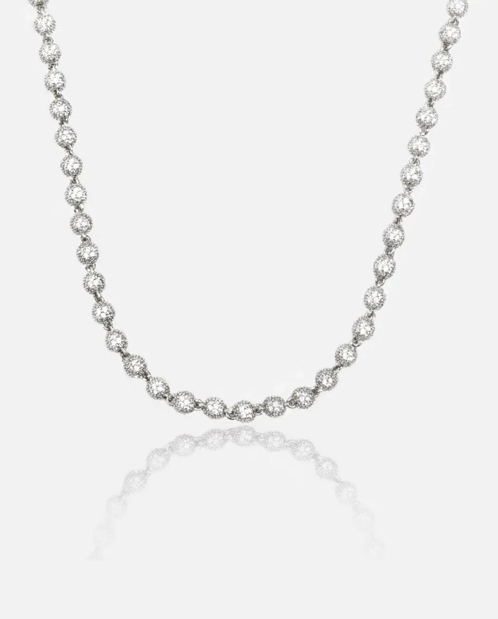 5mm Iced Ball Chain - White Gold