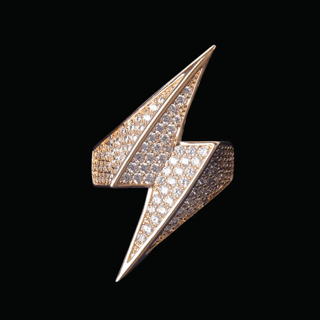 Lightning Sign Iced Out Ring