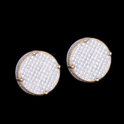 14MM Round Screw Back Iced Out Stud Earrings