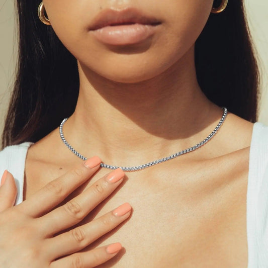 3mm mini rolo Chain - White Gold