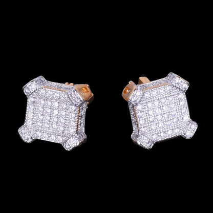 10MM Sapphire Squares Iced Out Stud Earrings