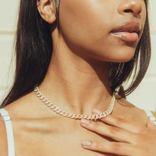 8mm Iced Cuban Link Chain - Gold