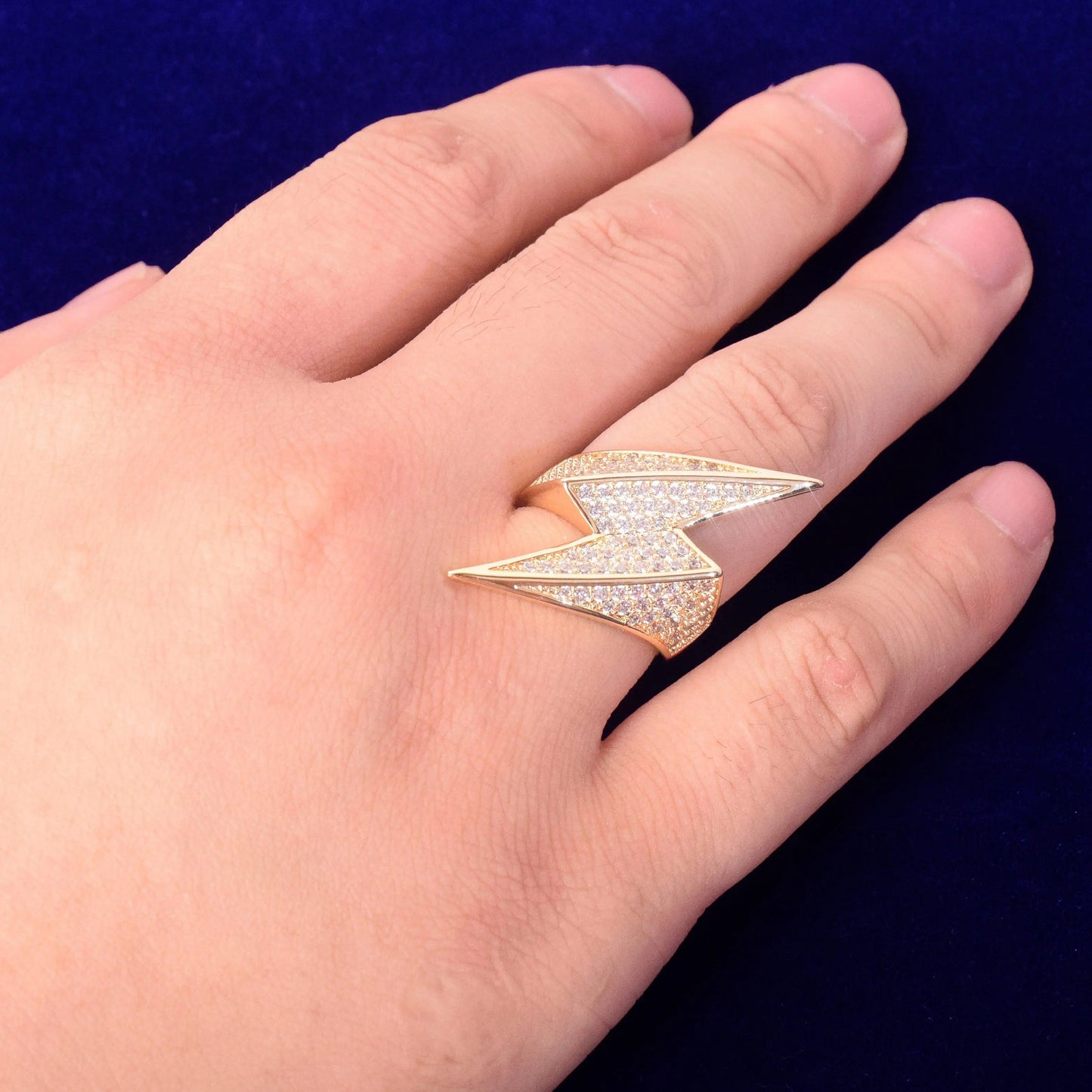 Lightning Sign Iced Out Ring