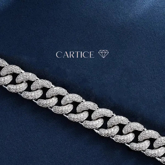 12mm Row Moissanite Cuban Link - Gold Vermeil