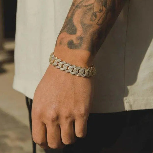 14MM ICED OUT CUBAN BRACELET - Gold