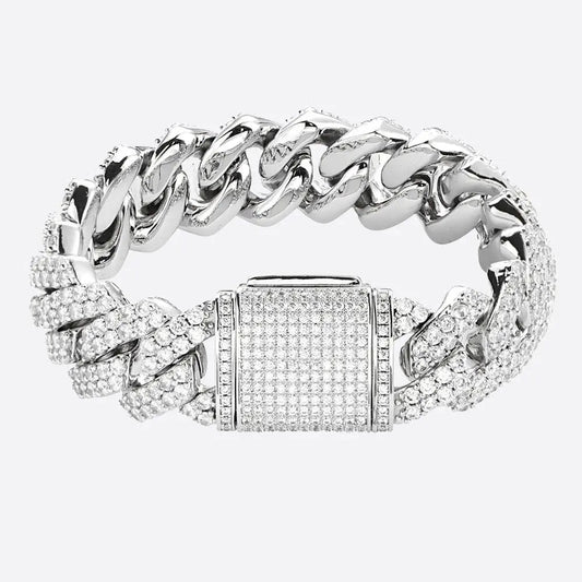 CUBAN MIAMI PRONG 18MM - White Gold