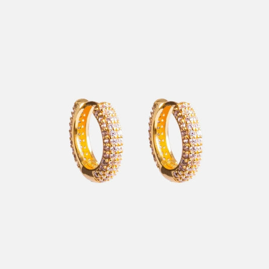 Iced Hoop Earrings -  Gold