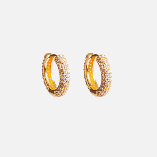 Iced Hoop Earrings - Gold